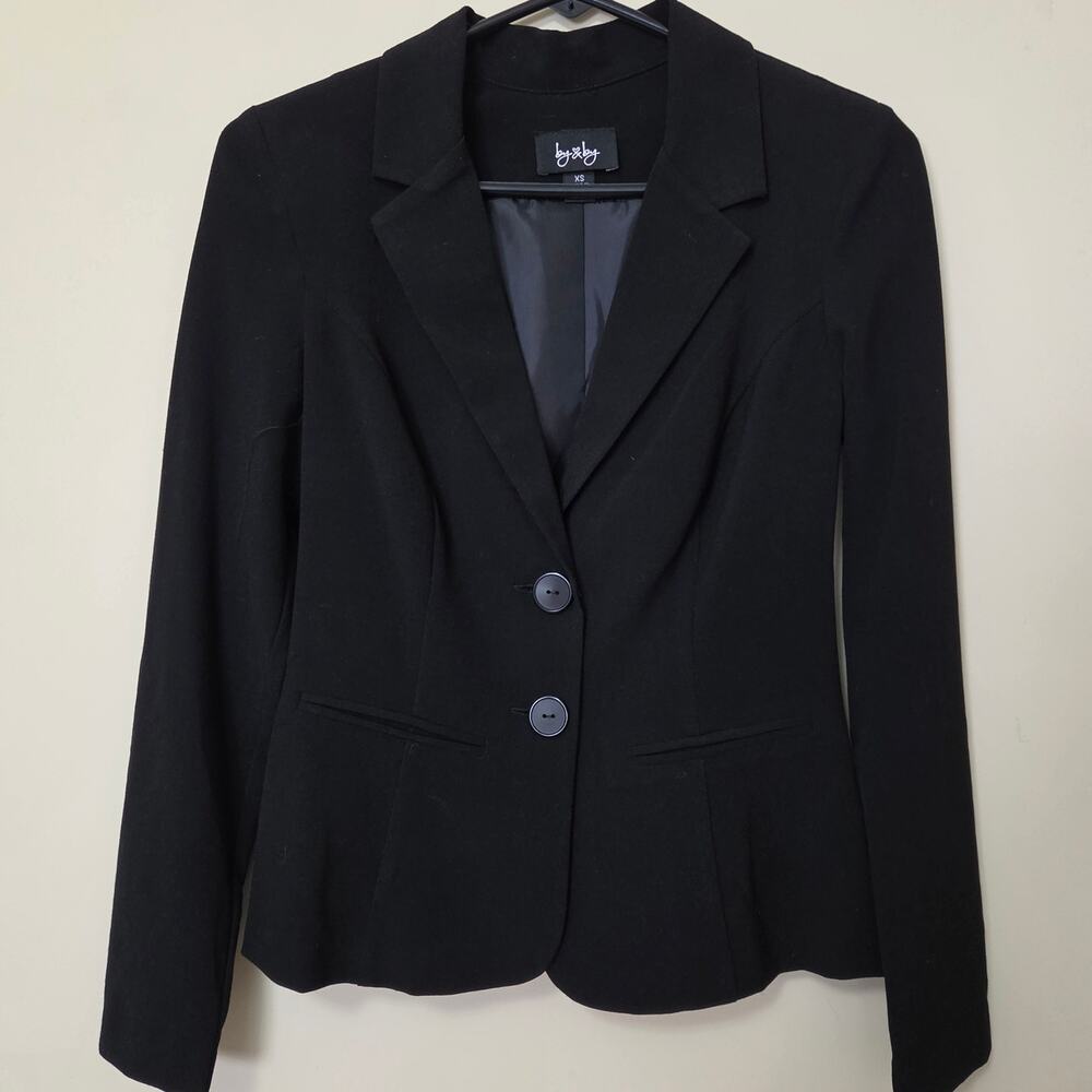 NWT By & By XS Black 2 Button Single Breasted Blazer Jacket Career Business